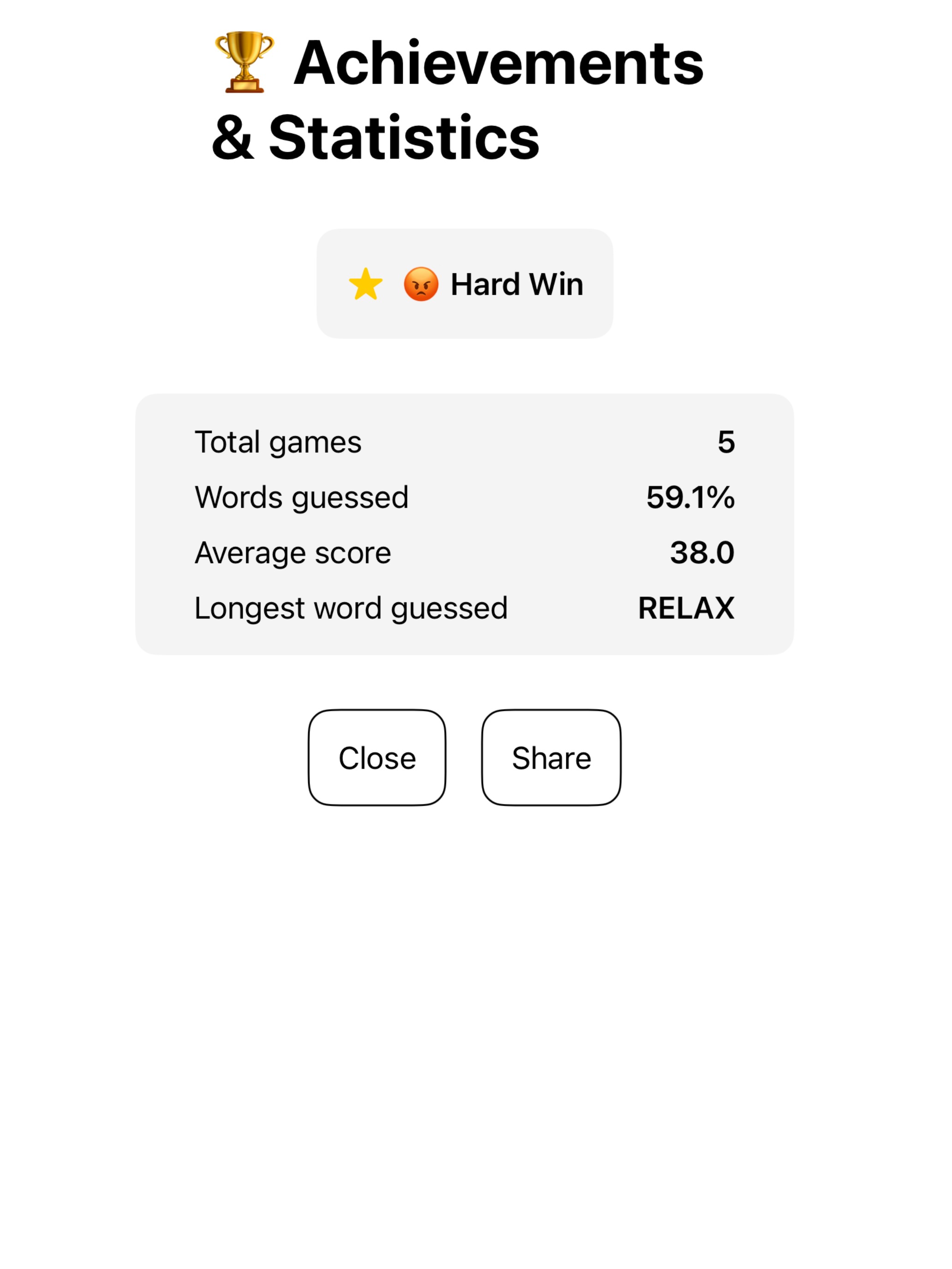 Wurdi achievements screen